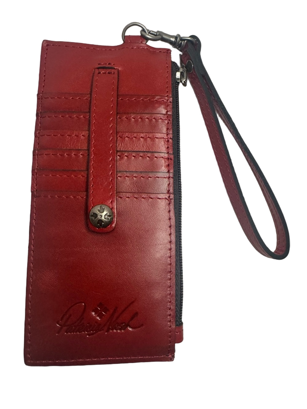 #436 Patricia Nash Slim Red Leather Card Holder Wristlet Wallet